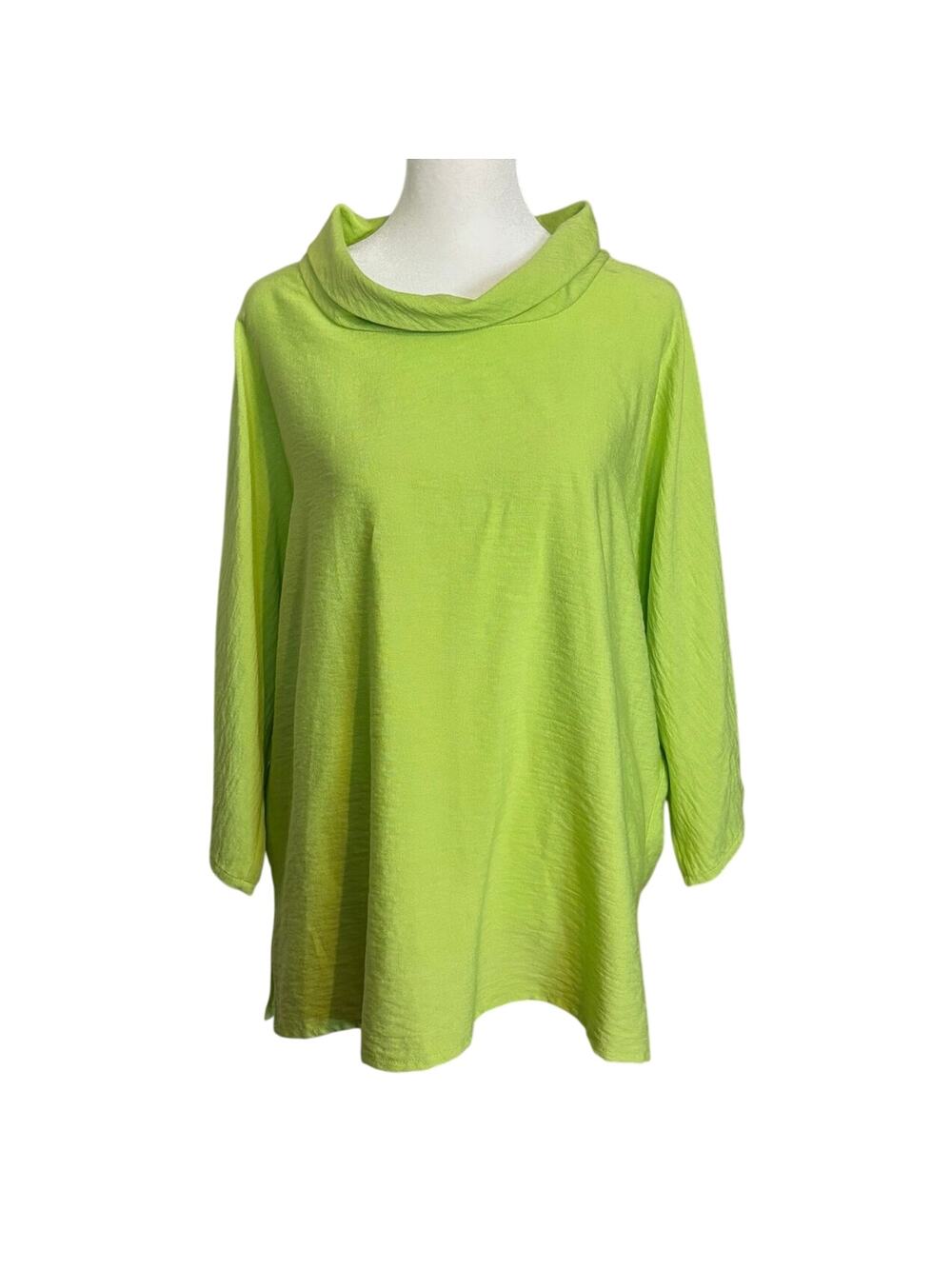 Christopher Calvin Size L Blouse Top Dolman Sleeves USA Lagenlook Bright Green